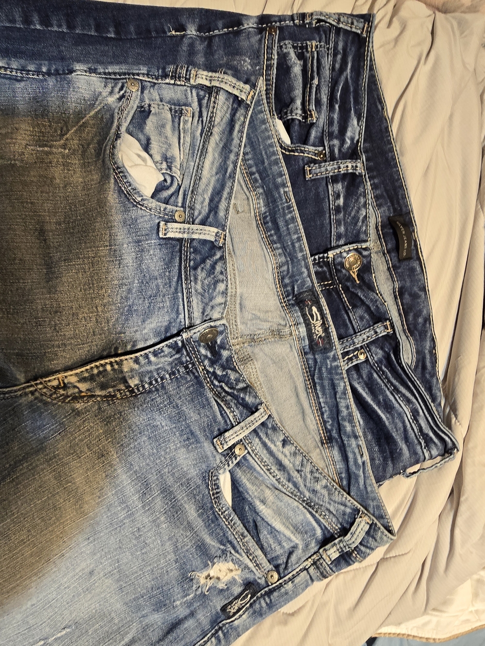 Silver Jeans Women's Boot Cut Distressed Blue Denim